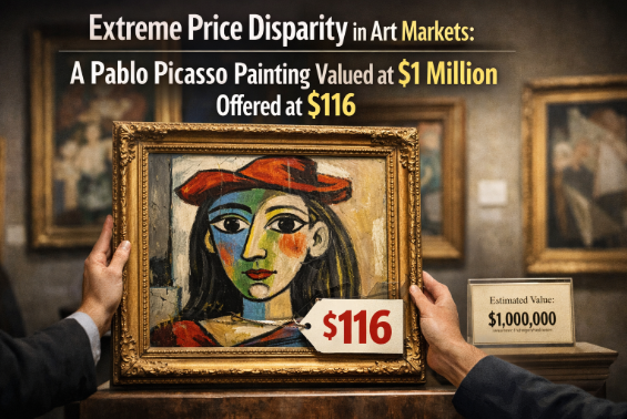 Extreme Price Disparity in Art Markets: A Pablo Picasso Painting Valued at $1 Million Offered at $116
